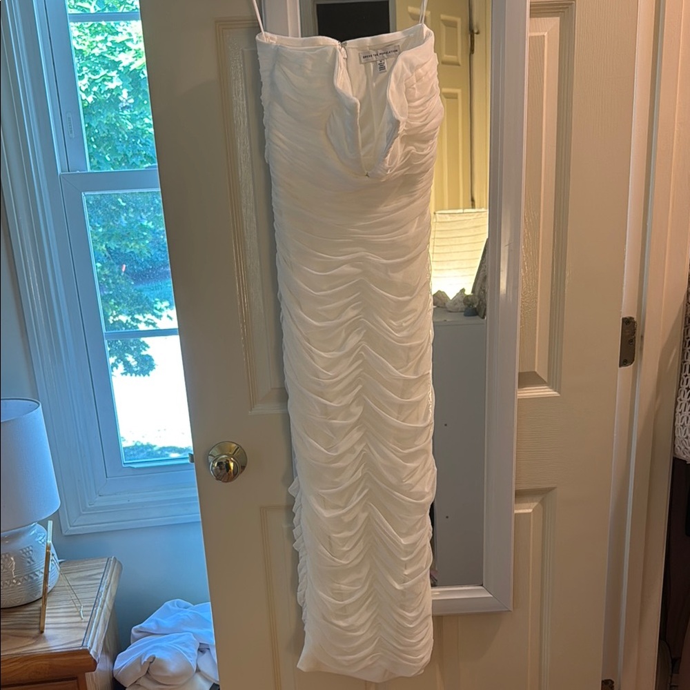 Elegant White Ruched Dress
